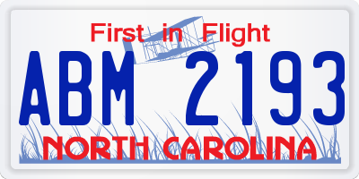 NC license plate ABM2193
