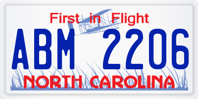 NC license plate ABM2206