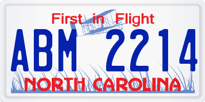 NC license plate ABM2214