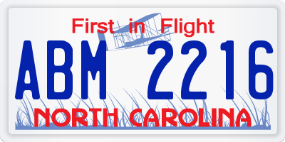 NC license plate ABM2216