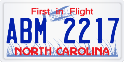 NC license plate ABM2217
