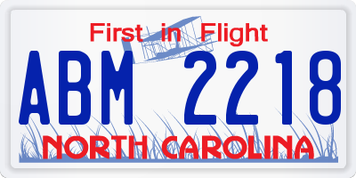 NC license plate ABM2218