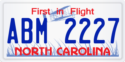 NC license plate ABM2227