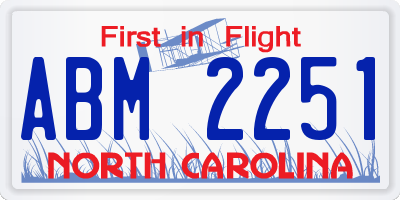 NC license plate ABM2251