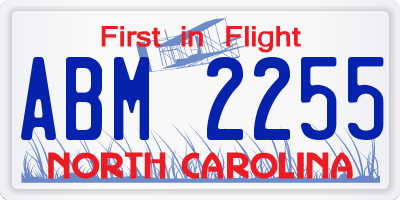 NC license plate ABM2255