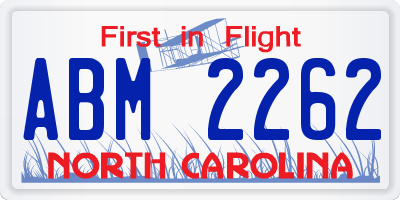 NC license plate ABM2262