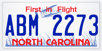 NC license plate ABM2273