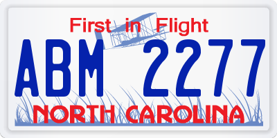 NC license plate ABM2277