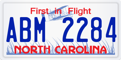NC license plate ABM2284