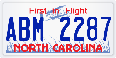 NC license plate ABM2287