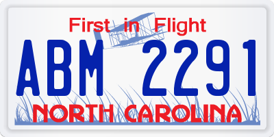 NC license plate ABM2291