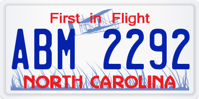 NC license plate ABM2292