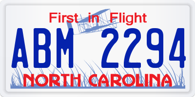 NC license plate ABM2294