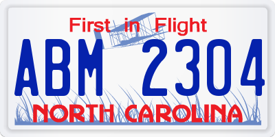 NC license plate ABM2304