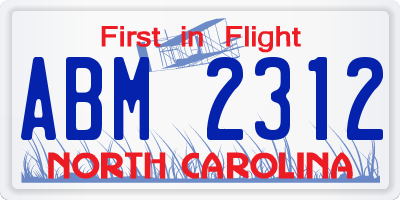 NC license plate ABM2312