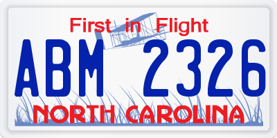 NC license plate ABM2326