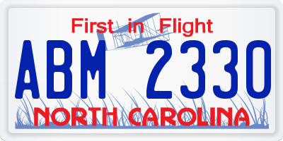 NC license plate ABM2330