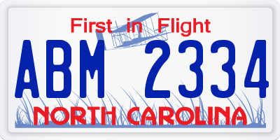 NC license plate ABM2334