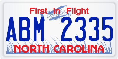 NC license plate ABM2335