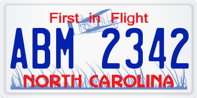 NC license plate ABM2342