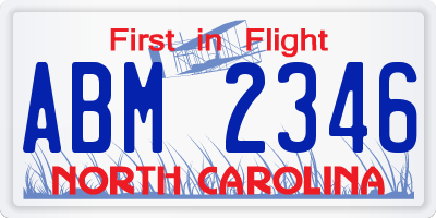NC license plate ABM2346
