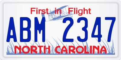 NC license plate ABM2347