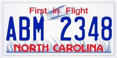 NC license plate ABM2348