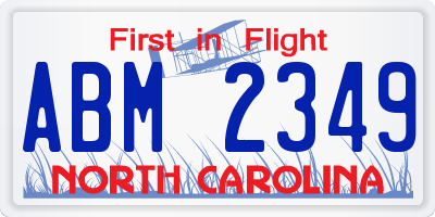 NC license plate ABM2349