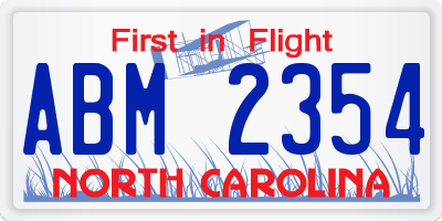 NC license plate ABM2354