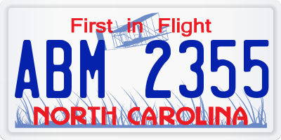 NC license plate ABM2355