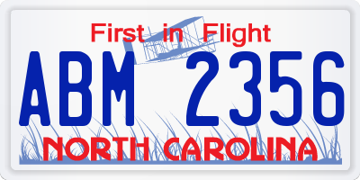 NC license plate ABM2356