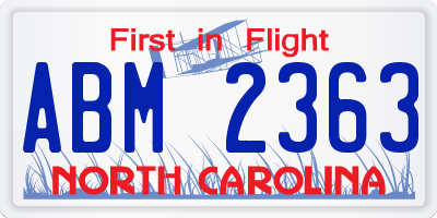 NC license plate ABM2363