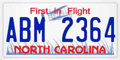 NC license plate ABM2364