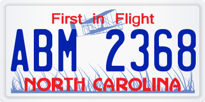 NC license plate ABM2368