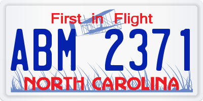 NC license plate ABM2371