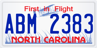NC license plate ABM2383