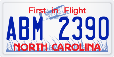 NC license plate ABM2390