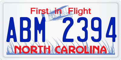 NC license plate ABM2394