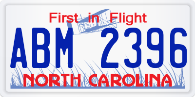 NC license plate ABM2396