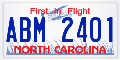 NC license plate ABM2401