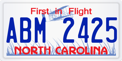 NC license plate ABM2425