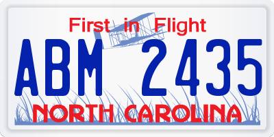 NC license plate ABM2435
