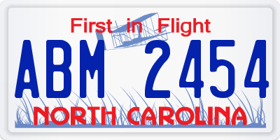 NC license plate ABM2454