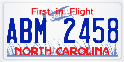 NC license plate ABM2458