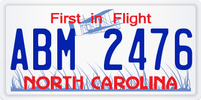 NC license plate ABM2476