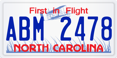 NC license plate ABM2478