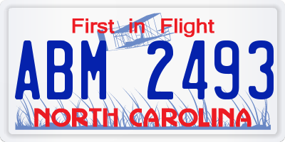 NC license plate ABM2493
