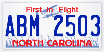 NC license plate ABM2503