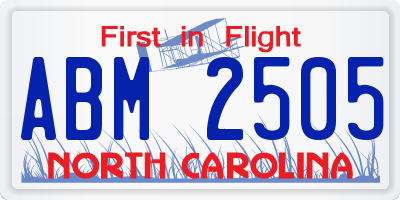 NC license plate ABM2505