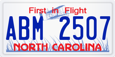 NC license plate ABM2507